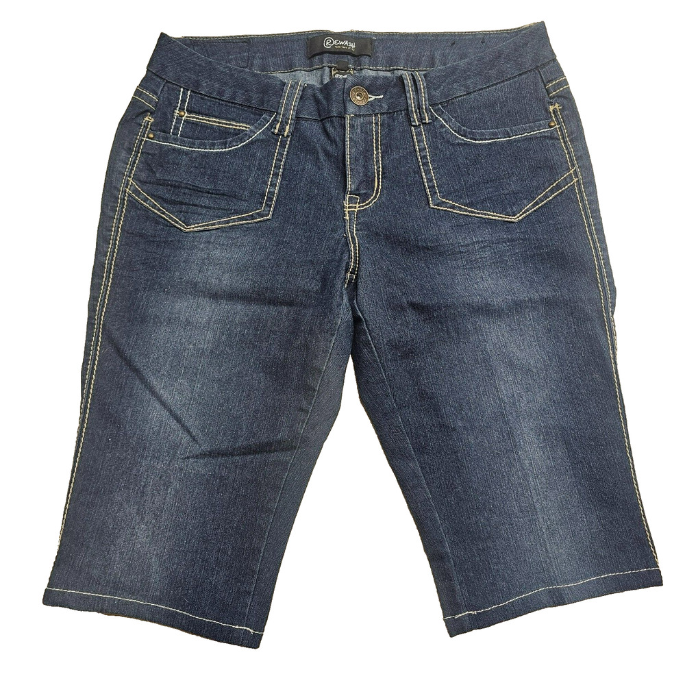 Y2K 90s Rewash Jean Shorts Size 9 Bermuda Y2K School Dark Wash Normcore